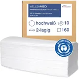 Wellsamed Papierhandtücher 1600 Stück, 25 x 23 cm Hochweiß 2-lagig, ZZ-Falz umweltfreundliche Falthandtücher, Handtuchpapier, Papiertücher