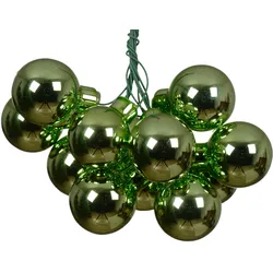 12 Glaskugeln am Draht 2cm Weihnachtskugeln Spiegelbeeren glänzend - kleine Dekokugeln Christbaumschmuck Weihnachtsdeko Grüntee