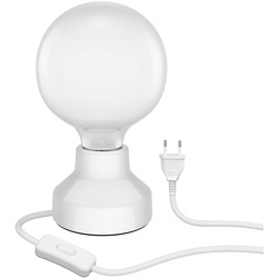ledscom.de E27 Porzellan Tischlampe TIX, rund mit Stecker und Schalter, weiß, 90mm inkl. E27 Leuchtmittel 845lm warmweiß