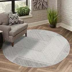 Teppich CARPET CITY "LINDO 8877", grün, H:11mm Ø:200cm, Obermaterial: 100% Polyester, Teppiche, Kurzflor, Hochtief-Muster/ 3D-Effekt, Boho-Stil, Wohnzimmer