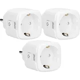 Alecto SMART-PLUG10 - Smarter WLAN-Zwischenstecker, 16 A, 3680 W, 3er-Pack, Weiß