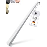 JK Trade® 62cm STABILER Edelstahl Schuhlöffel Lang | 2mm polierter Metall Schuhanzieher Lang zum Stehen | Schnell & Einfach | optimierte Länge & Breite | Shoe Horn | Business | Aufhängbar