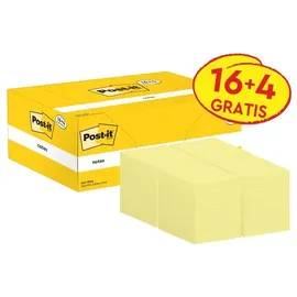 Post-it Post-it® Notes Haftnotizen gelb, 16 Blöcke + GRATIS 4 Blöcke
