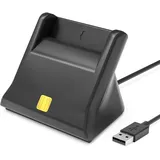 USB Chipkartenleser SmartCard Reader - Plug and Play - SIM Kartenleser - Power Status-LED - USB Bus-Powered Konform mit ISO 7816 Klasse A, B und C Chipcard, Gesundheitskarte, USB Chipkartenleser