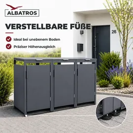 Albatros Mülltonnenbox 3er Hauswandversion 204 cm grau