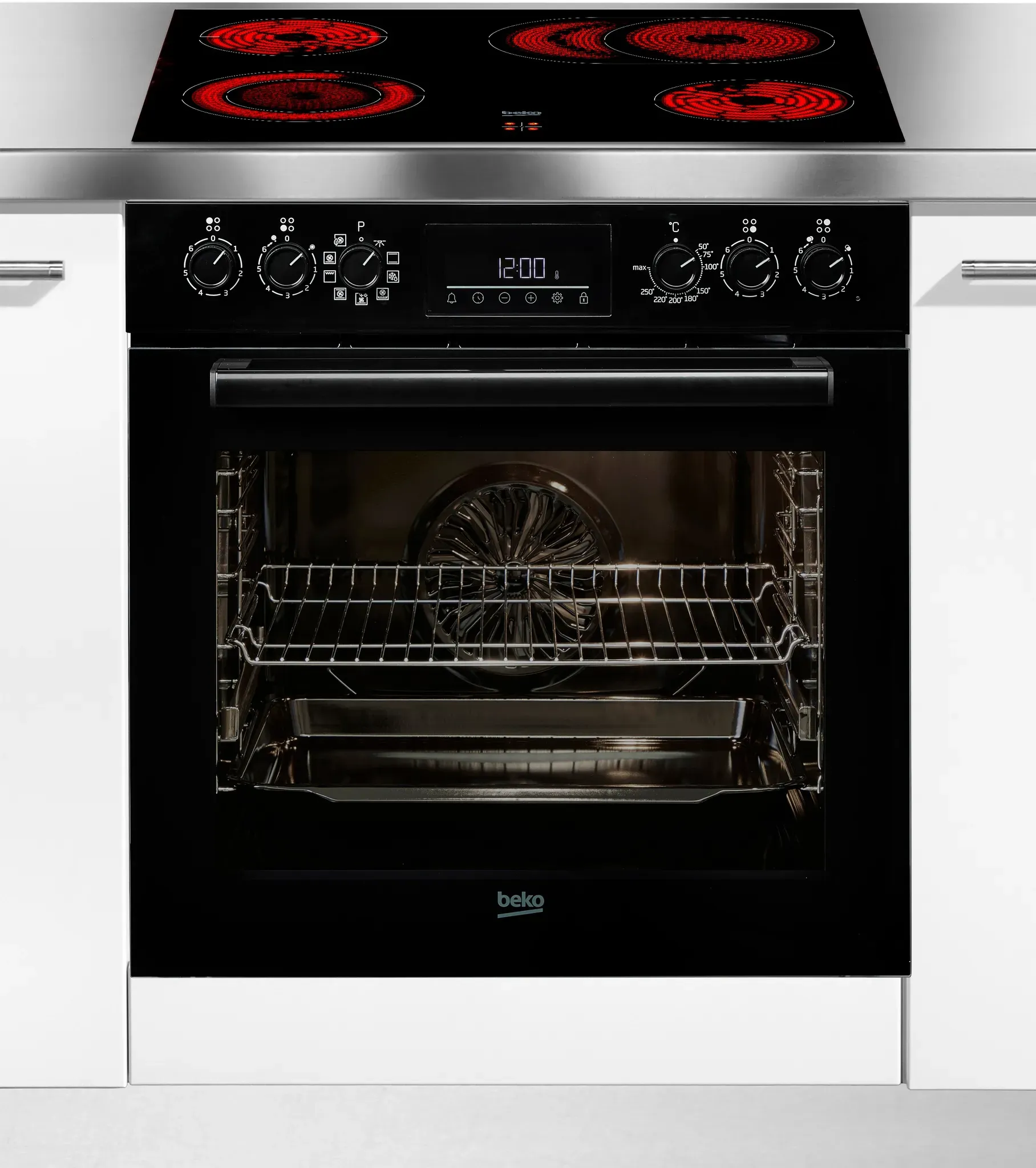 BEKO Elektro-Herd-Set, Energieeffizienz: A+ (A+++-D), schwarz, Herdsets, Gleichmäßige Heißluft für perfekte Ergebnisse dank Aeroperfect