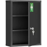 kleankin Medizinschrank, Schwarz, Metall, 15x53.5x40 cm Badezimmer, Badezimmerschränke, Medizinschränke