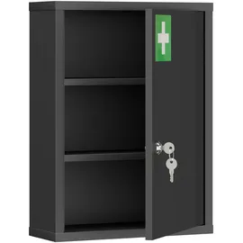 kleankin Medizinschrank, Schwarz, Metall, 15x53.5x40 cm Badezimmer, Badezimmerschränke, Medizinschränke