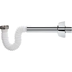 Flexibler Röhrensiphon verchromt (Ausführung: Röhrensiphon flexibel DN 32 230mm weiß/chrom)