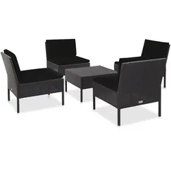 vidaXL 5-tlg. Garten-Sofagarnitur mit Auflagen Poly Rattan Schwarz