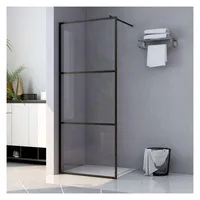 vidaXL Duschwand für Begehbare Duschen ESG-Klarglas Schwarz 80x195 cm