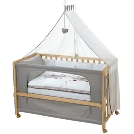 roba Room Bed Beistellbett natur inkl. Komplettset jumbo twins grau