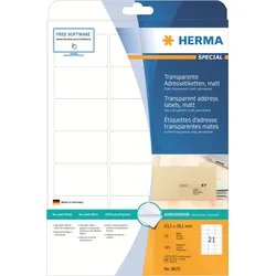 HERMA Special - Matt - selbstklebend - durchsichtig - 63.5 x 38.1 mm 525 Etikett