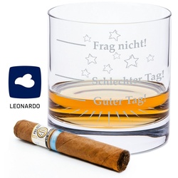 GRAVURZEILE Whiskyglas Leonardo Whiskyglas mit Gravur – Schlechter Tag, Guter Tag – Frag nicht! – Geschenke für Whiskyliebhaber – Whiskygeschenke – Whisky Glas – Witzige Geschenke & Originelles Whiskey Glas, Glas