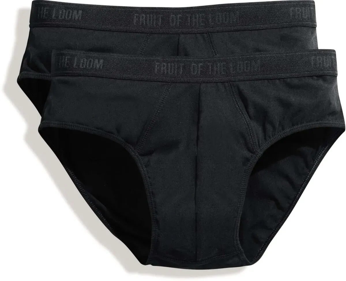 Fruit of the Loom Herren Classic Sport Brief (2er Pack) Slip 67-018-7 black/black S