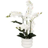Atmosphera - Künstliche Orchidee im Topf Mick keramiktopf weiß h80cm