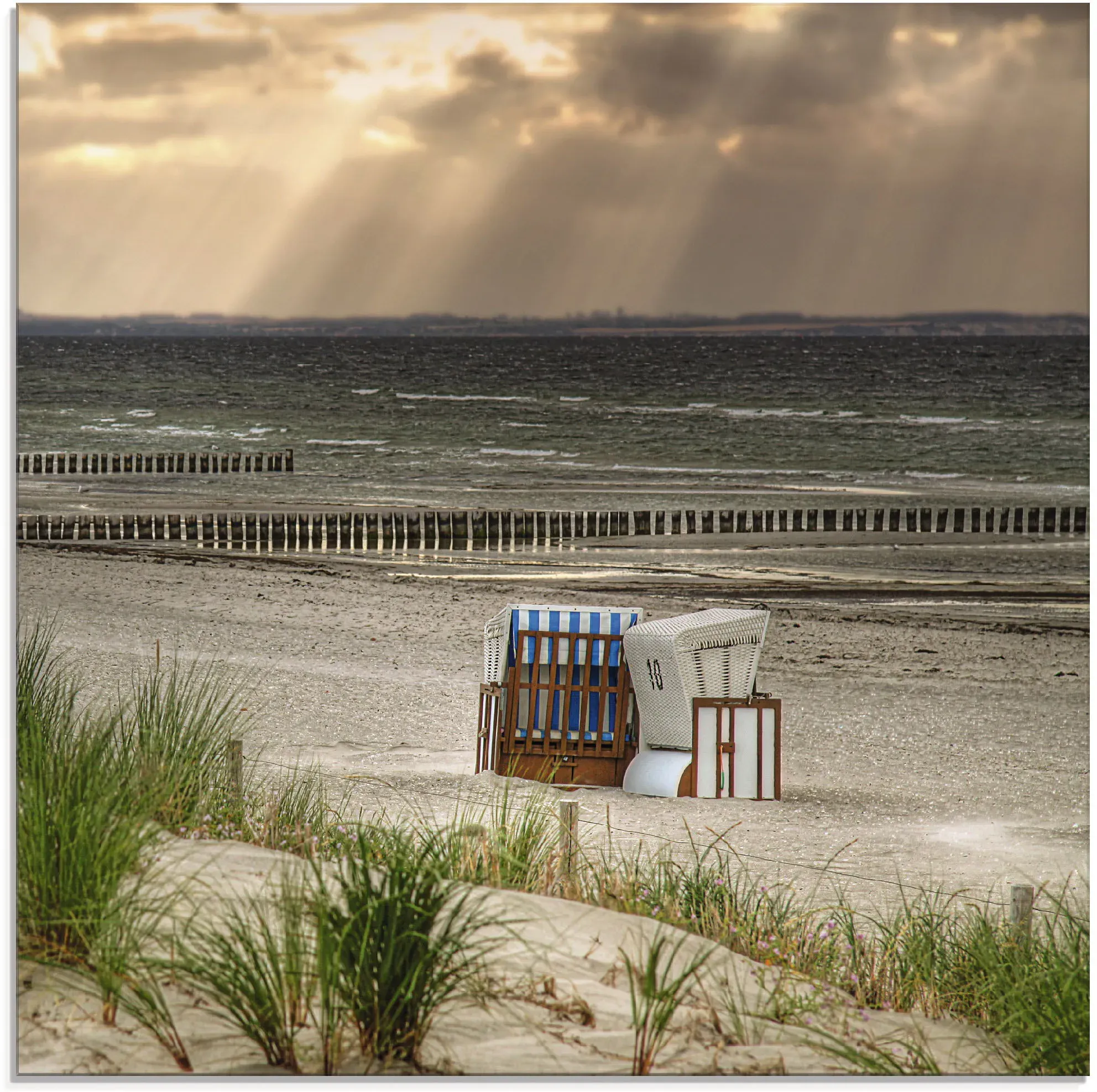 Artland Glasbild »Schwarzer Busch Strand auf Insel Poel«, Strand, (1 St.) Artland naturfarben