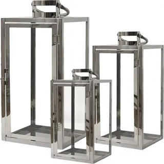 Mojawo Windlicht XXL Edelstahl Silber