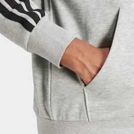 adidas Herren Kapuzensweat Essentials 3-Streifen, Größe XXL in Silber MGREYH/BLACK
