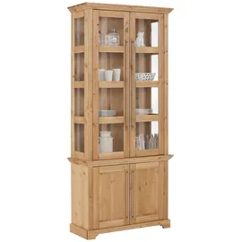 Home Affaire Vitrine HOME AFFAIRE "Meliss", beige (natur), B:94cm H:210cm T:39cm, Massivholz, Schränke, Vitrine, aus massiver Kiefer, FSC zertifiziert, Breite 94 cm