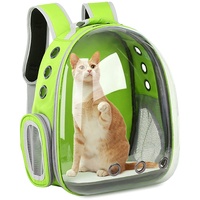 laamei Katzen Rucksack Katzenrucksack mit Fenster Transporttasche Katze Haustier Rucksack transparent u. wasserdicht für Katzen kleine Hunde(Fluoreszierend Grün)