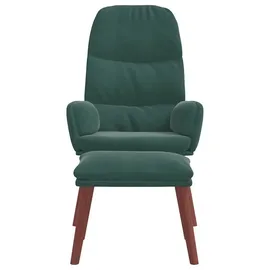vidaXL Relaxsessel mit Hocker 69 x 95,5 x 69 cm Dunkelgrün Samt