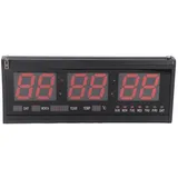 cocosity Wanduhr LED-Wanduhr mit Kalender- und Temperaturanzeige, 12/24 Stunden (Multifunktional, LED, Kalender und Temperatur, 12/24 Stunden, Digital) schwarz