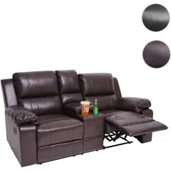 2er Kinosessel HWC-H29, Relaxsessel Fernsehsessel Zweisitzer Sofa, Getränkehalter Soft Touch Kunstle