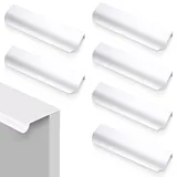 KASURE 6 Stück Verdeckter Möbelgriffe mit Schrauben, Weiß Schrankgriffe, Unsichtbar Küchengriffe Türgriff Geeignet Für Schränke,Schubladen, Kleiderschrank Schlafzimmer