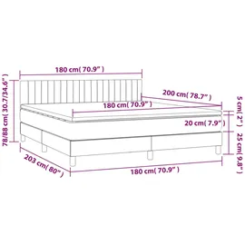 vidaXL Boxspringbett mit Matratze & LED Dunkelblau 180x200 cm Samt