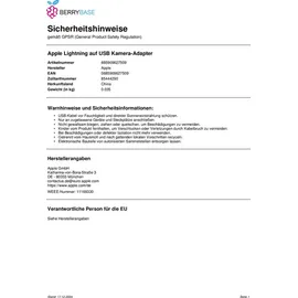 Apple Lightning Adapter Weiß