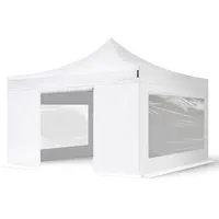 TOOLPORT 4x4m Stahl Faltpavillon, inkl. 4 Seitenteile, weiß -