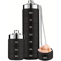 Tablettenbox 7 Tage Große Fächer, 2026 Neu Tragbare Medikamentenbox, Stapelbare 7-Tage-Pillendose aus Metall mit Drehverschluss, Täglicher Medikamentenspender, Tragbarer Pillenbox für Reisen (Schwarz)