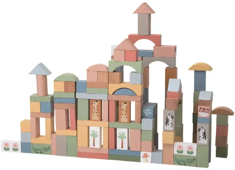 2Kids Toys Safari Animal Blocks Activity Spielzeug aus Holz 12m+ 120 St.