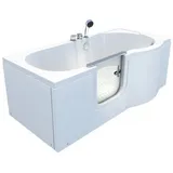 AcquaVapore Badewanne Seniorenwanne mit Tür S12-EH-L Badewanne 170x85cm, Schnelle Reinigung, Überlauf Abfluss weiß