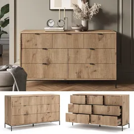 Vicco Sideboard Eliza Viking Oak 140 x 81 cm mit 7 Schubladen