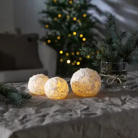 MARELIDA LED Kerze Schneeball Kugel Schneekugel Kugelkerze Echtwachs flackernd weiß