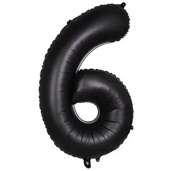 Folienballon "6", schwarz, 86 cm