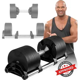 MIWEBA Sports verstellbare Kurzhantel VH200, Stahl, 2-28 kg, Hantelstange mit Profil, Halte-Gestell (28 kg)