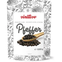 vinativo Schwarzer Pfeffer - ganz - 1kg - Premium Qualität - schwarze Pfefferkörner für die Mühle geeignet