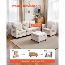 Vevor Ecksofa 5 Sitzer  Beige