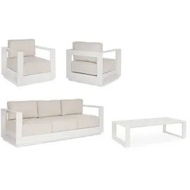 BIZZOTTO Garten-Set Moses aus Aluminium und Olefin-Gewebe, modern, weiß-beige, inkl. Kissen, 4-teilig
