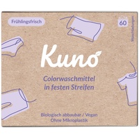 Kuno Colorwaschmittel Blätter Streifen - Nachhaltige Waschstreifen - Waschblätter - Einfache Aufbewahrung - 100% Vegan und optimal für Reisen und Urlaub - Eco (Colorwaschmittel, 60 Stück (1er Pack))