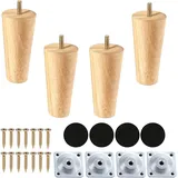 Goomp 4 Stück Möbelfüße Holz,25cm Sofafüße Rund Möbelfüße Holz Kommode Beine Sofa Ersatz Beine Couch,Bett,Sessel,Schrank