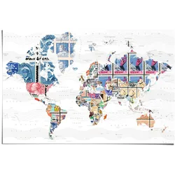 Poster REINDERS "Welt der Briefmarken", bunt (farbe bild(er): mehrfarbig), B:91,5cm H:61cm, Papier, Bilder