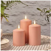 Lights4fun LED-Kerze TruGlow® LED Outdoor Kerzen Trio terracottafarben mit Fernbedienung