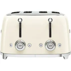 Toaster 4 Scheiben Set Toaster mit Brötchenaufsatz in Creme, 2000W