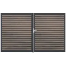 GROJA Doppeltor Gartentor 300 x 180 cm Beige/Aluminium