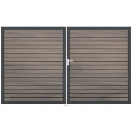 GROJA Doppeltor Gartentor 300 x 180 cm Beige/Aluminium