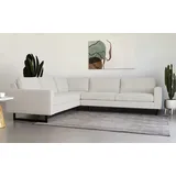 PLACES OF STYLE Ecksofa »Pinto, 250/290 cm, langer Schenkel, XXL, Ottomane«, Cord, Feincord, Luxus-Microfaser Leder und Chenille